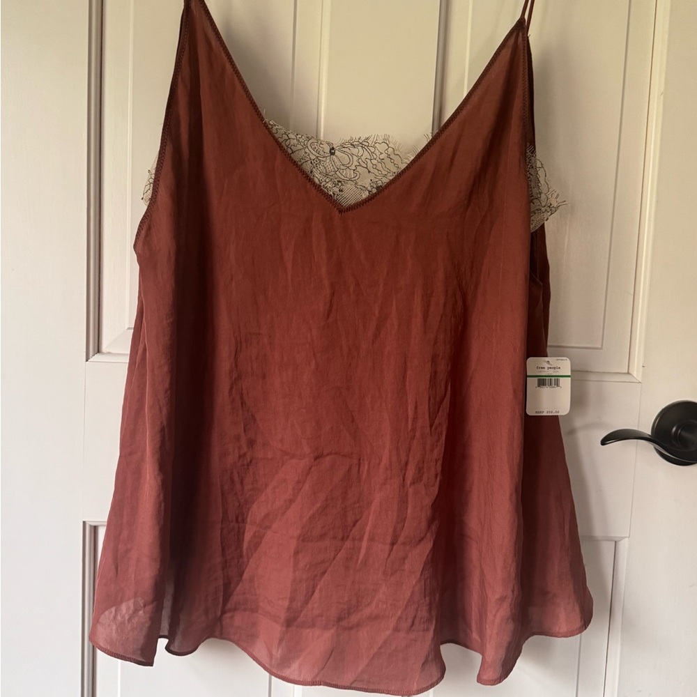 Free People Rust Camisole with Lace Trim